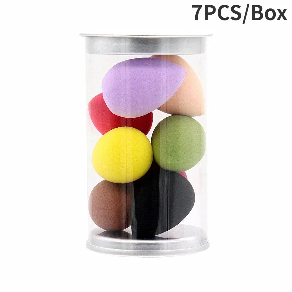 7/8Pcs Mini Makeup Sponge Face Beauty Cosmetic Powder Puff for Foundation Cream Concealer Make up Blender Tool with Storage Box