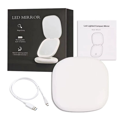 LED Makeup Mirror with Light 5X Magnifying Mini Compact Small Pocket Portable Travel Pink Black Foldable Cosmetic Vanity Mirrors