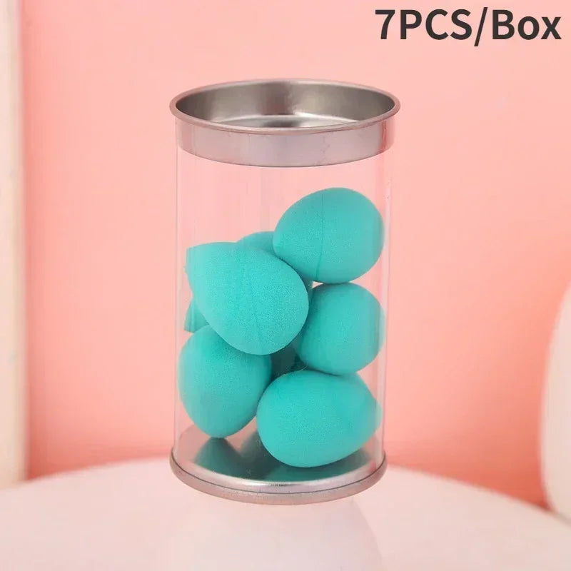 7/8Pcs Mini Makeup Sponge Face Beauty Cosmetic Powder Puff for Foundation Cream Concealer Make up Blender Tool with Storage Box