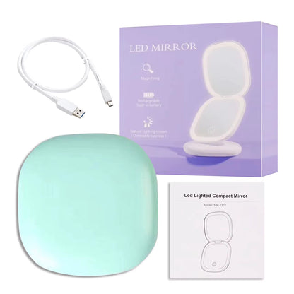 LED Makeup Mirror with Light 5X Magnifying Mini Compact Small Pocket Portable Travel Pink Black Foldable Cosmetic Vanity Mirrors