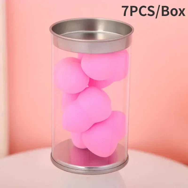 7/8Pcs Mini Makeup Sponge Face Beauty Cosmetic Powder Puff for Foundation Cream Concealer Make up Blender Tool with Storage Box