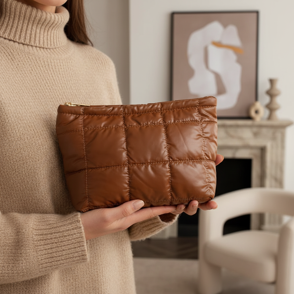 Bolsa de Maquillaje Acolchada Premium | Organizador Cosmético de Gran Capacidad