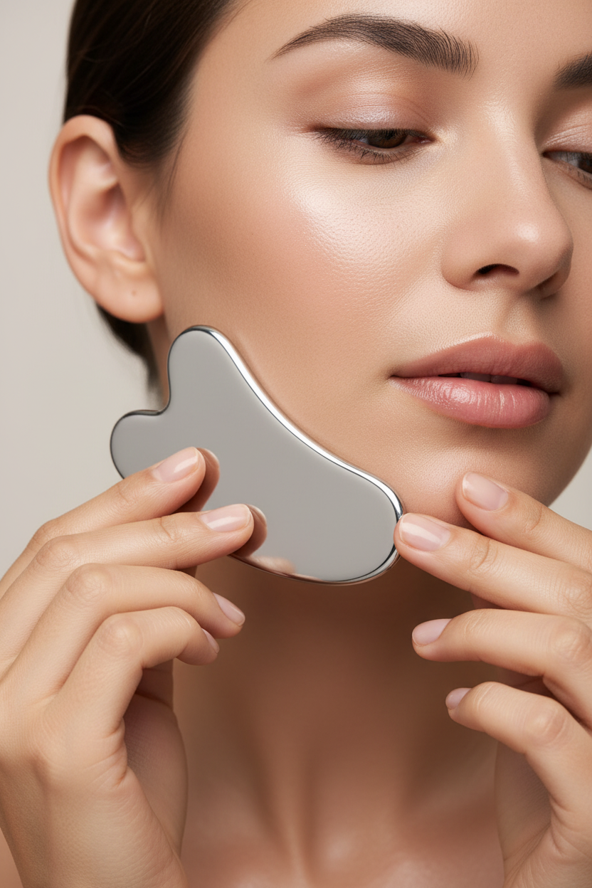 Gua sha close-up mandíbula