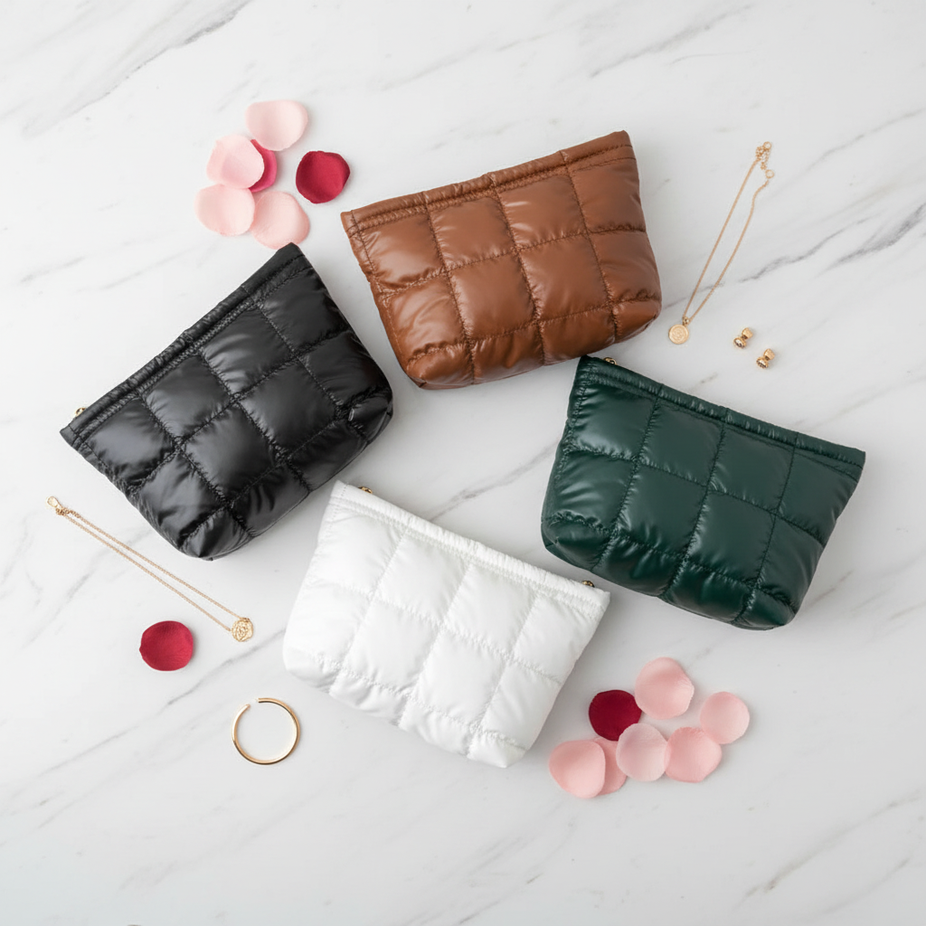 Bolsa de Maquillaje Acolchada Premium | Organizador Cosmético de Gran Capacidad